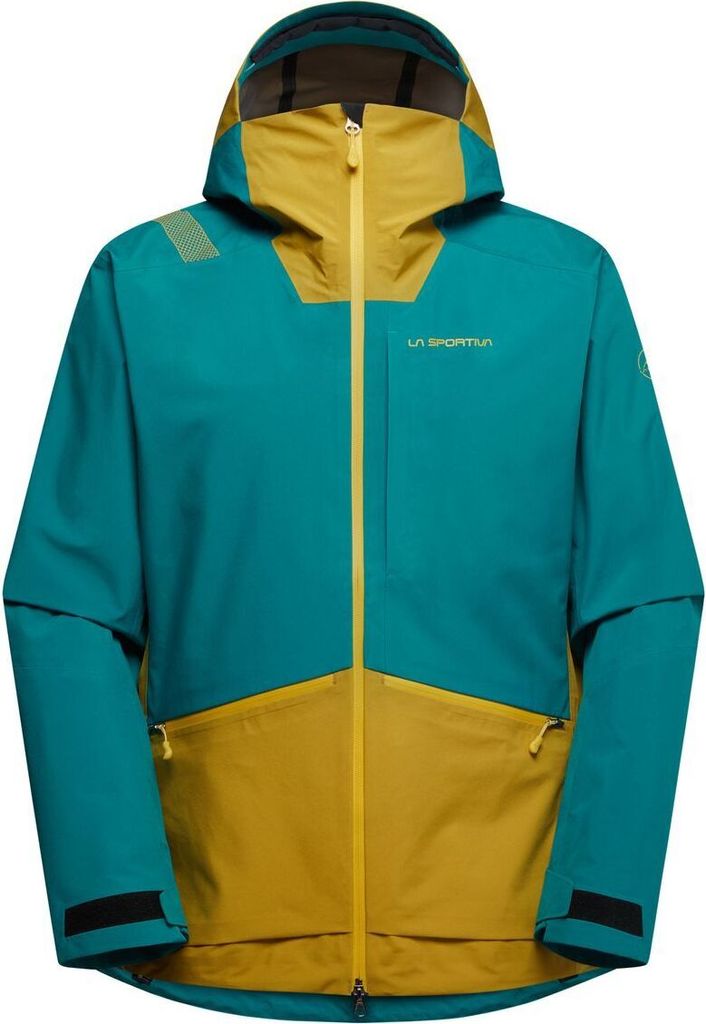 Hardshelljacke "Chaser Evo Shell Jkt M" von La Sportiva in Türkis und Gelb; geeignet für Herren.