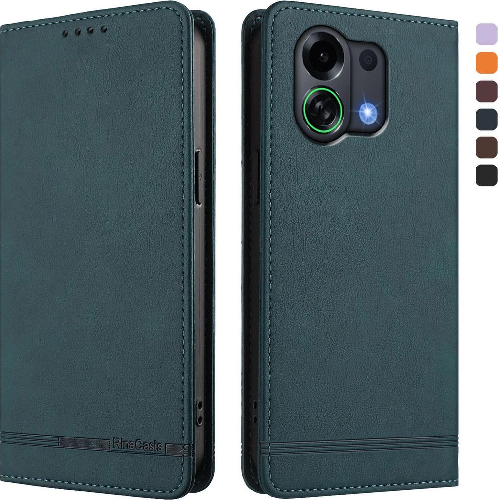 Hülle für Oppo K13 Turbo, Retro Kunstleder Ständer Klapphülle mit Kartenfächer und Magnetische Grün