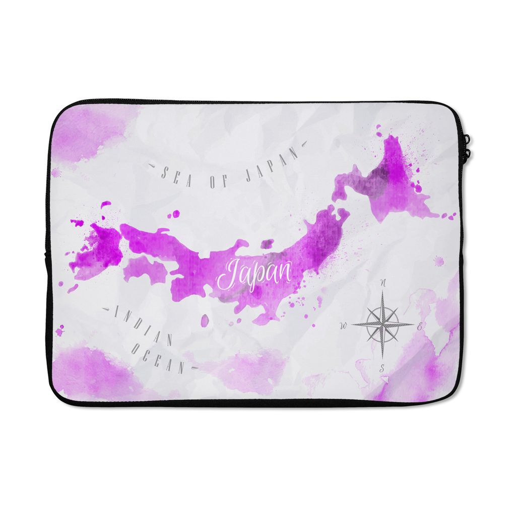 MuchoWow Laptop Hülle 13 Zoll Karten - Japan - Ölfarbe Laptoptasche - Laptophülle - Sleeve - Rundumschutz