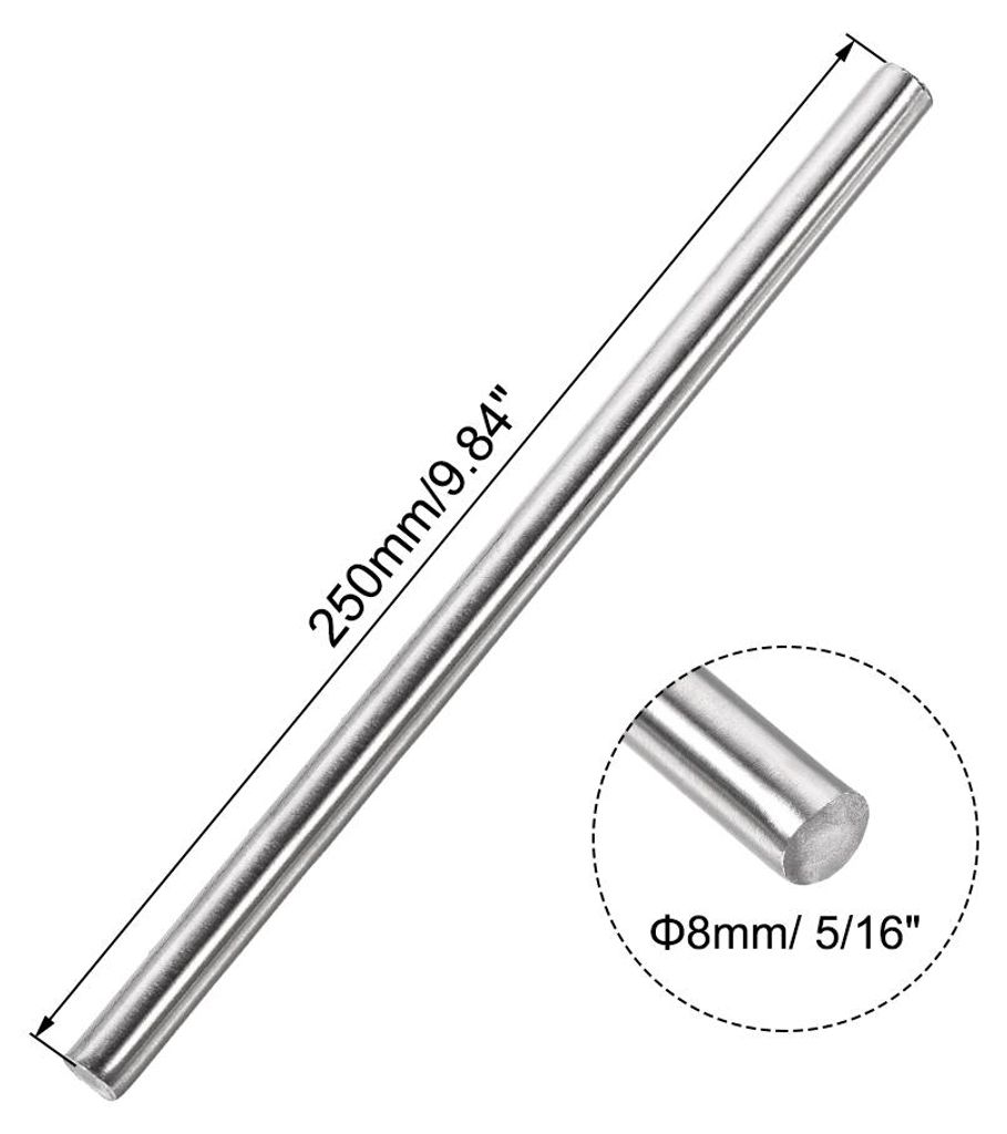 2 Stš¹ck 304 Metallstangen Garten, 8mm x 250mm Metallst?be fš¹r DIY Handwerk, Motorrad, Deko, Garten
