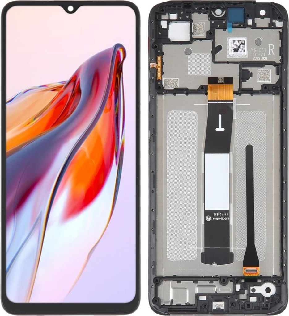 LCD-Display und Touchscreen Xiaomi Redmi 12C mit Rahmen (REF), Ersatzbildschirm für Xiaomi Redmi 12C, Ersatzteile für Smartphone