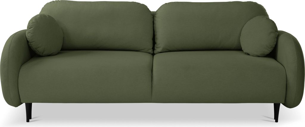 Sofa AGIO mit Schlaffunktion, Schlafsofa, Wohnzimmersofa, Couch, Soffa, Bettsofa, Plüsch-Stoff – Grün CASTEL 39