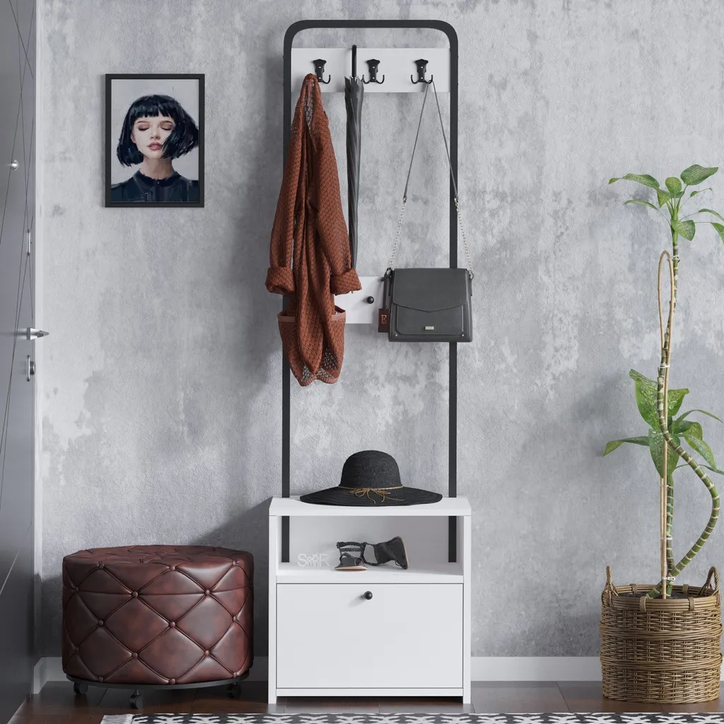 Étagère Déco pour Salon et Bureau Tina - Stand Blanc Multi-niveaux 170cm