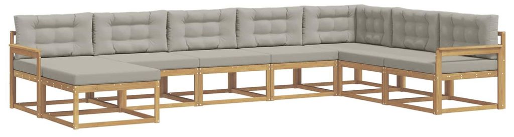 vidaXL Outdoor-Sofagarnitur 8 pcs Weiß und Hellgrau
