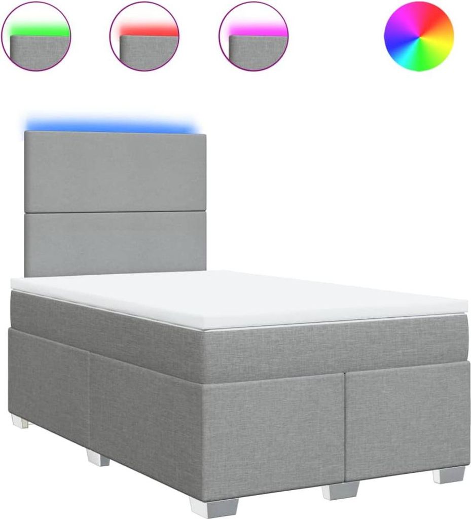 vidaXL Boxspringbett mit Matratze Hellgrau 120x200 cm Stoff