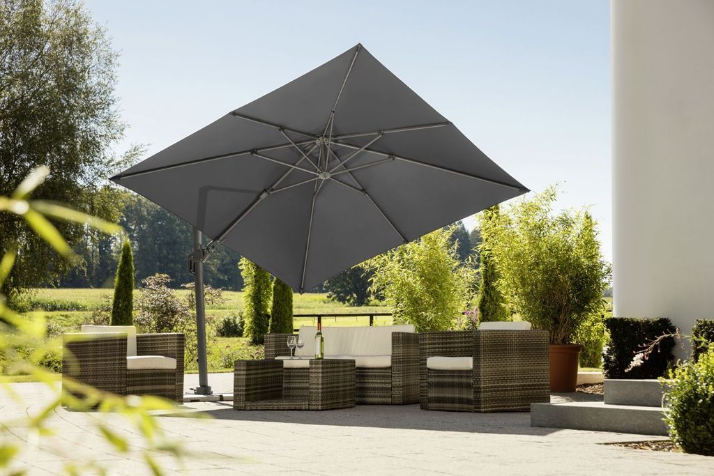 Schneider Sonnenschirm Rhodos Twist 300x300 cm anthrazit, Produktbild 3