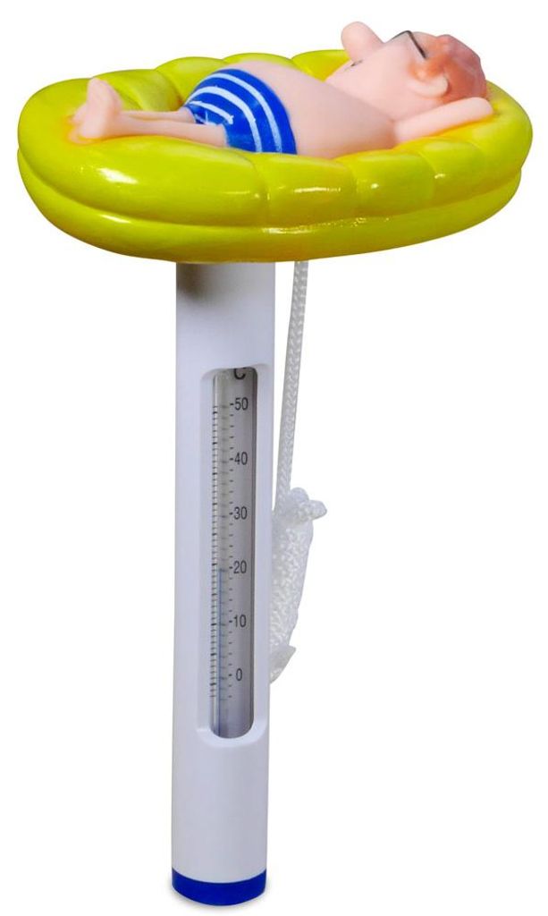 Thermometer mit Motiv Mann auf Luftmatratze Produktbild 