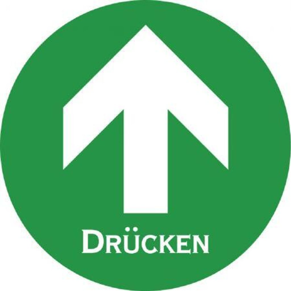 PVC-Aufkleber - Drücken - Durchmesser 70 mm - 308013/1 grün