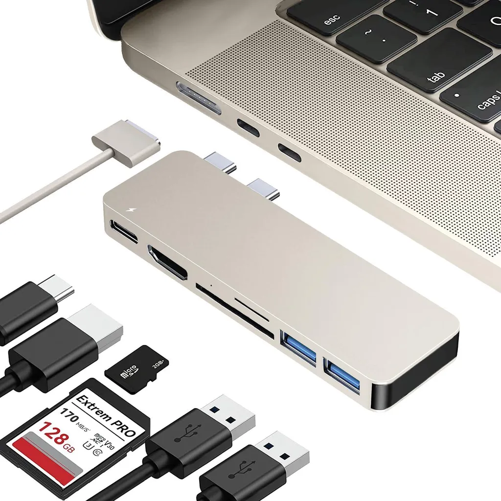 iMounts Hub USB-C MacBook Air M2 M3 - HDMI 4K, USB 3.0 et Lecteur SD