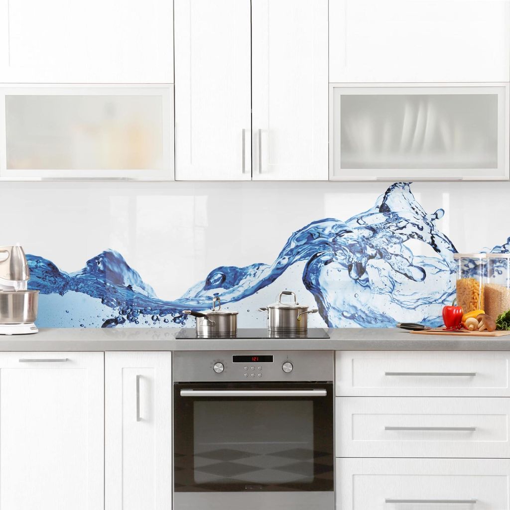 Küchenrückwand Muster selbstklebend - 0.35 mm Wandpaneel wasserfest Design blau Abstrakt Spritzschutz fugenlos