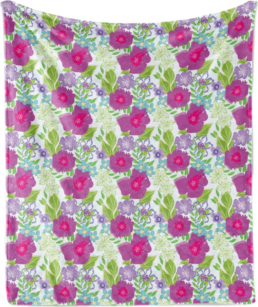 ABAKUHAUS Bunt Weich Flanell Fleece Decke, Blumenthema Botanische Motive Verschiedene Blumenmuster, 175 x 230 cm, Mehrfarbig