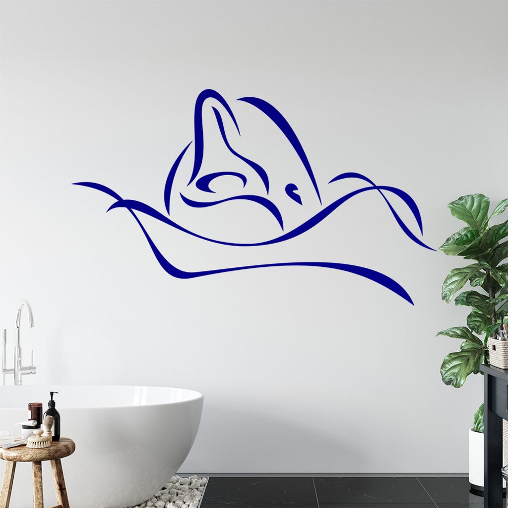 Delfin Linien - Delfine Wandtattoo in 6 Größen - Wandaufkleber Wall Sticker - Dekoration, Küche, Wohnzimmer, Schlafzimmer, Badezimmer