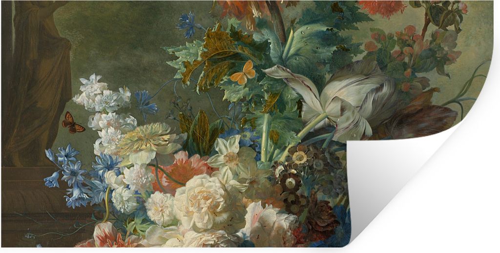 MuchoWow Wandtattoo Wandsticker Wandaufkleber Stilleben mit Blumen - Gemälde von Jan van Huysum 120x60 cm Selbstklebend und Repositionierbar - S...