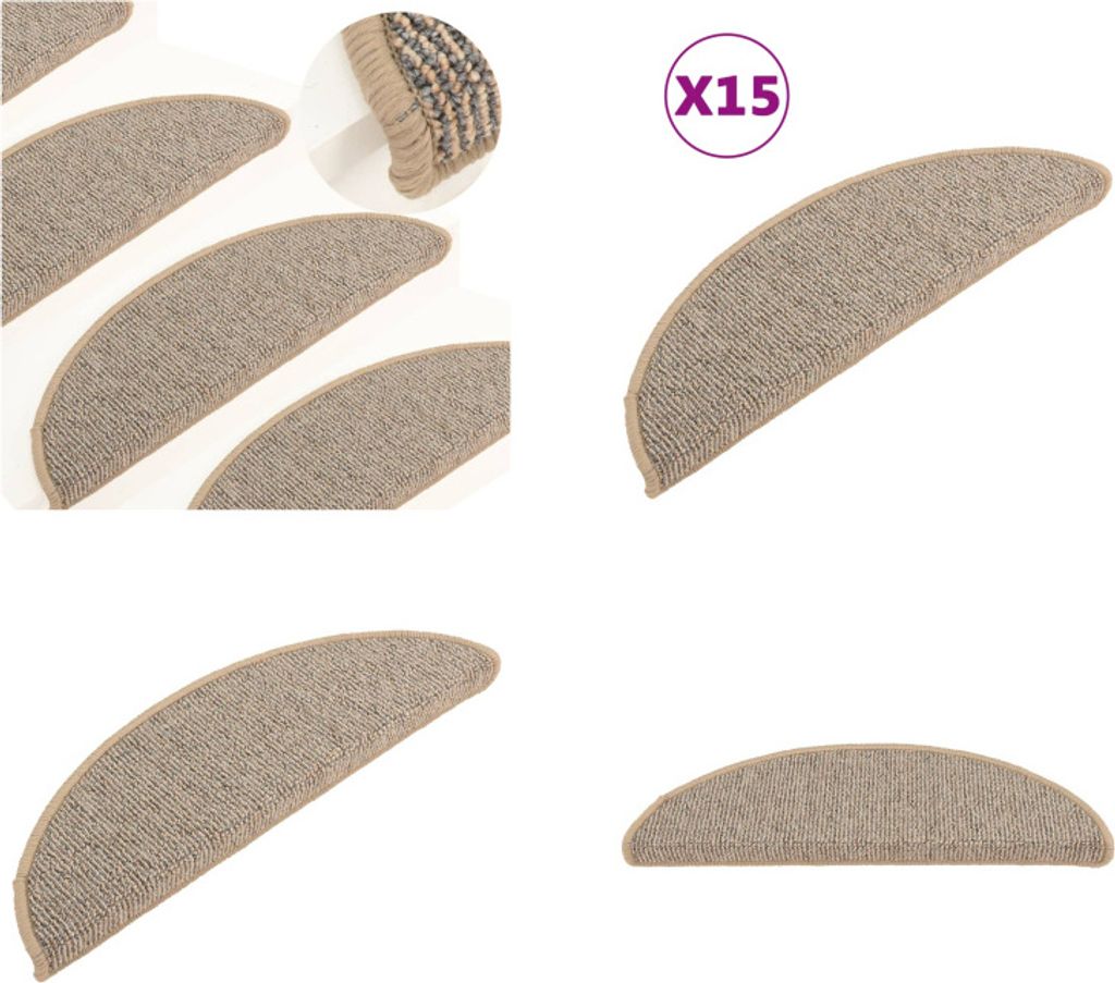 vidaXL Treppenmatten 15 Stk. Braun 56x17x3 cm - Treppenmatte - Treppenmatten - Stufenmatte - Stufenmatten