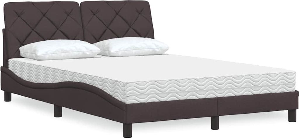 Maison Exclusive - Bett mit Matratze Dunkelbraun 140x190 cm Stoff