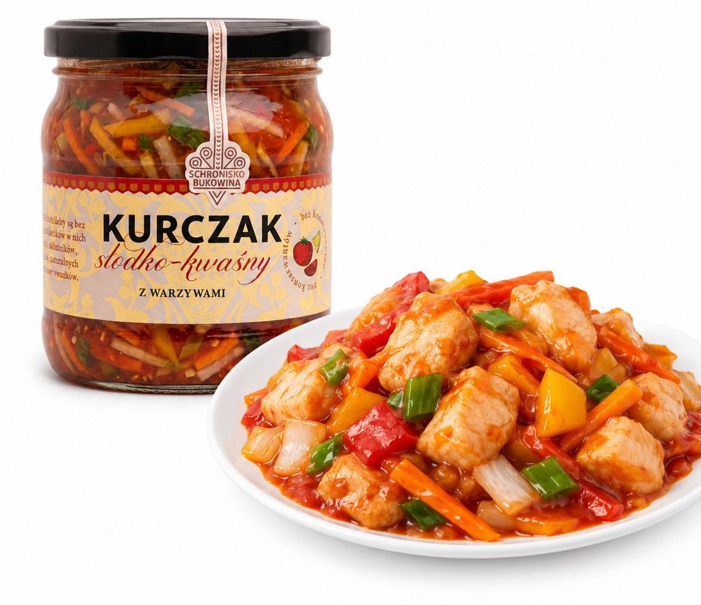 Kurczak w sosie słodko kwaśnym 400g - Schronisko Bukowina Zdjęcie produktu 