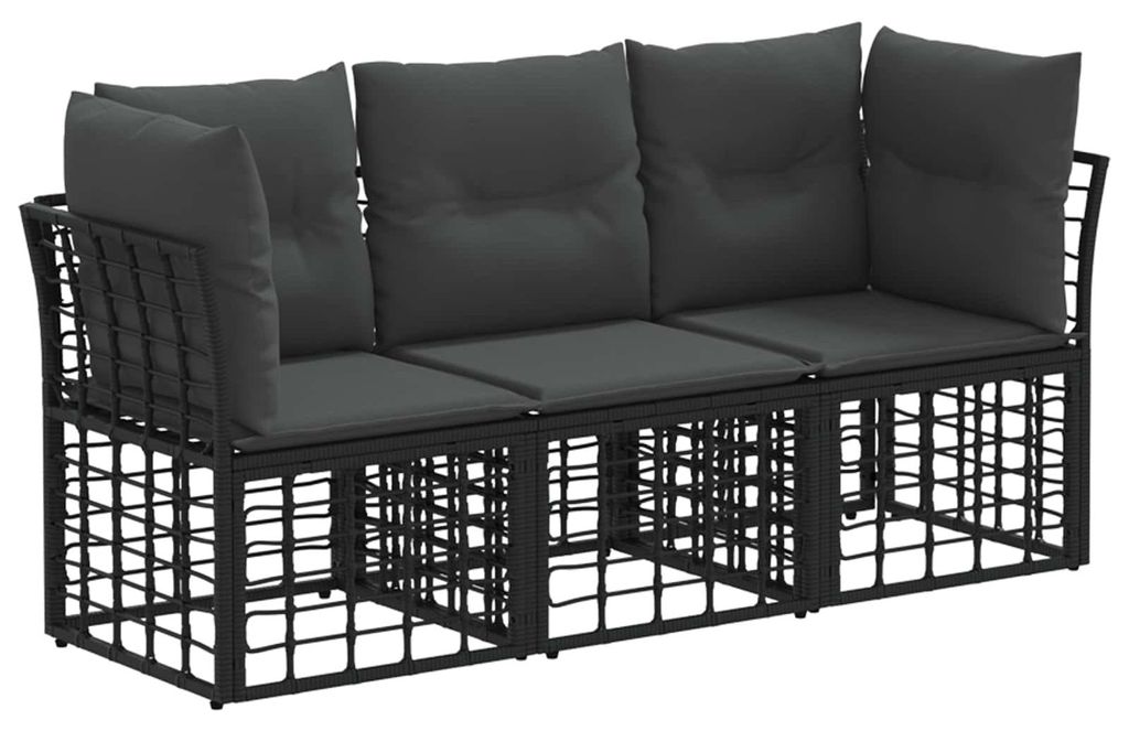 vidaXL Outdoor-Sofagarnitur Schwarz Polyester