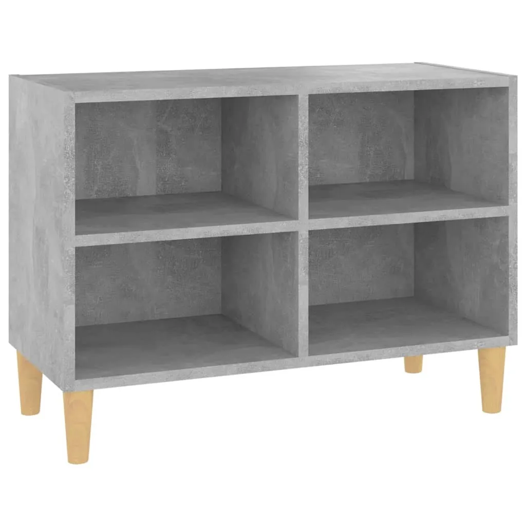 mobile TV vidaXL con gambe in legno massiccio grigio cemento 69,5x30x50 cm