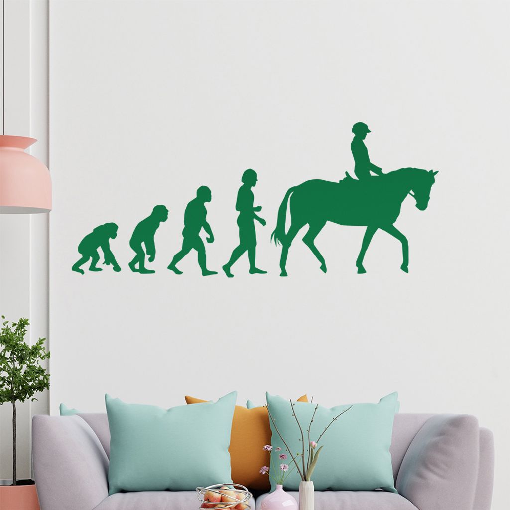 KIWISTAR Evolution Reiter Pferdesport Darwin Wandtattoo in 6 Größen - Wandaufkleber Wall Sticker - Dekoration, Küche, Wohnzimmer, Schlafzimmer, ...