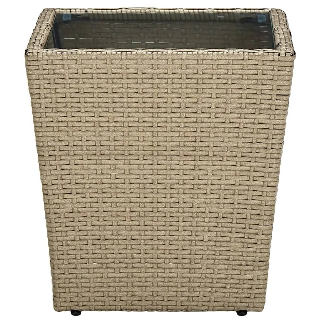 Tavolino da Giardino vidaXL Beige 41.5cm Polyrattan e Vetro