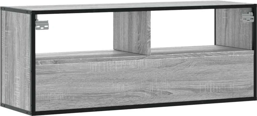 Mobile Basso Porta TV 100cm Grigio Sonoma e Metallo - Alta Stabilità - 6