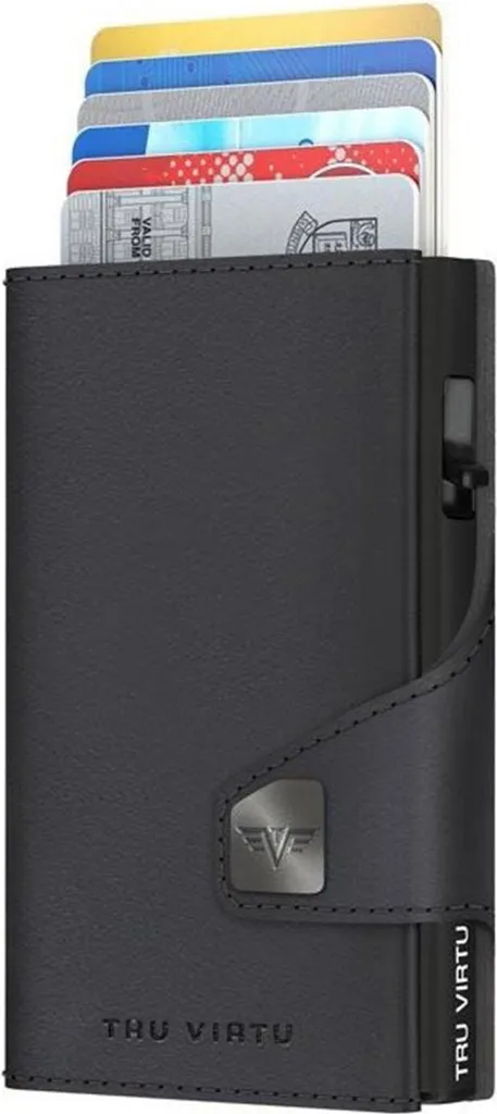 Porte-carte Tru Virtu Click & Slide Vegan Bio Apple Noir de Haute Qualité