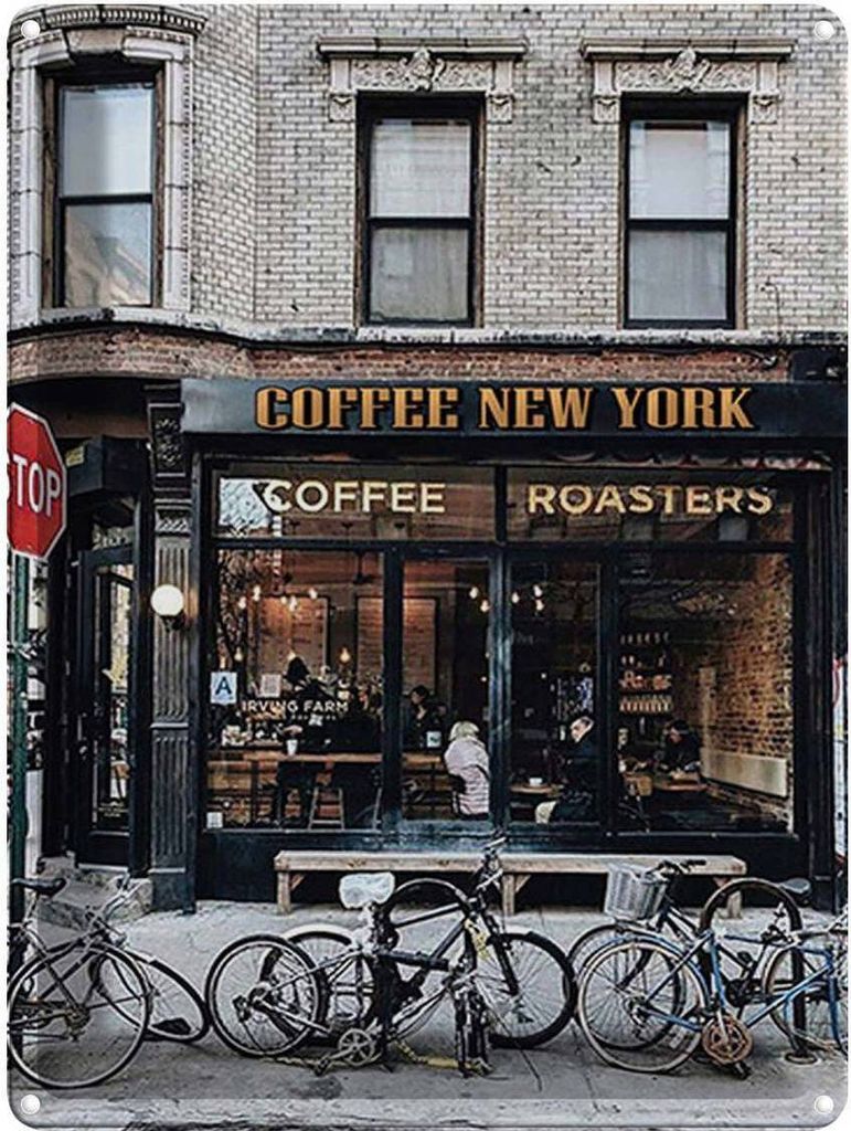 vianmo Blechschild 40x30 cm Coffee new York Kaffee