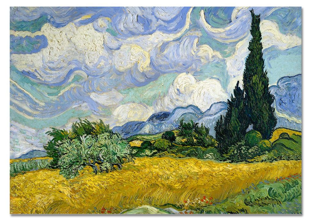Giallobus - Weizenfeld mit Zypressen - Vincent Van Gogh - 100L x 70B cm - Bild - Acrylglas