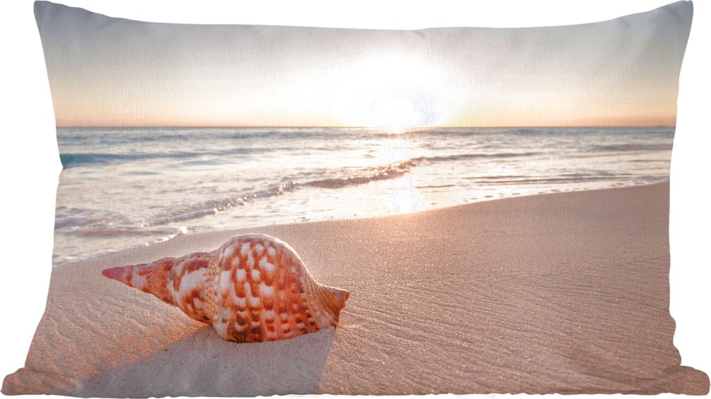 MuchoWow Zierkissen Sofakissen Wohnzimmer Dekokissen 50x30 cm Muschel - Strand - Himmel - Wohnzimmerdekoration - Polster mit Photo