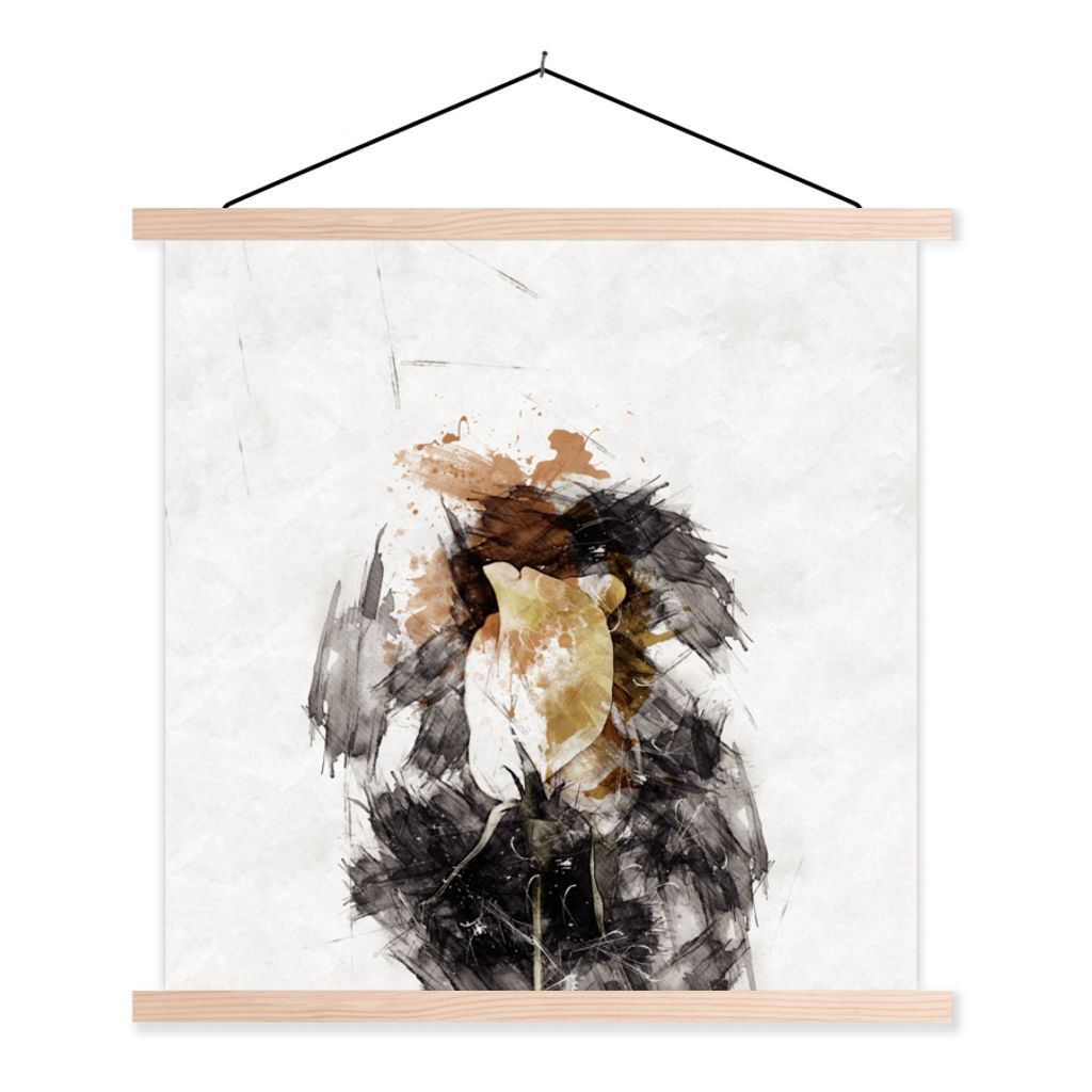 MuchoWow Textilposter Rose - Blumen - Farbe 120x120 cm mit holzfarbenen Rahmen - Textil-Poster