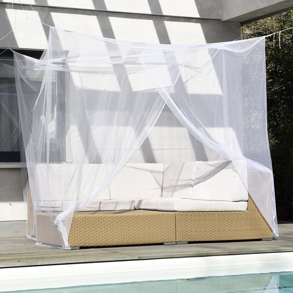 Großes Moskitonetz für Doppelbett mit zwei Öffnungen - Mückenschutz - weiß - 220x200x200 cm Baldachin-Bett Moskitonetz