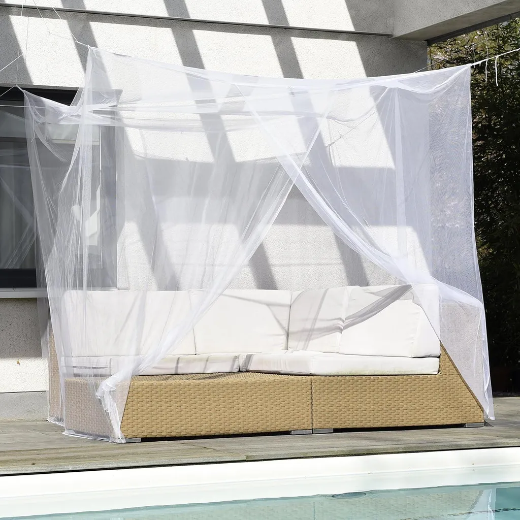 Ciel de lit moustiquaire baldaquin blanc 220x200 cm pour grand lit deux places