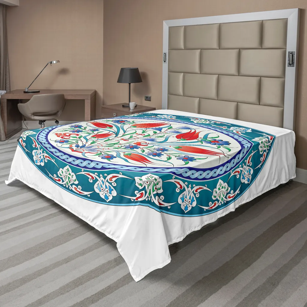 Drap de lit doux en tulipes turques 244x205 cm imprimé haute qualité