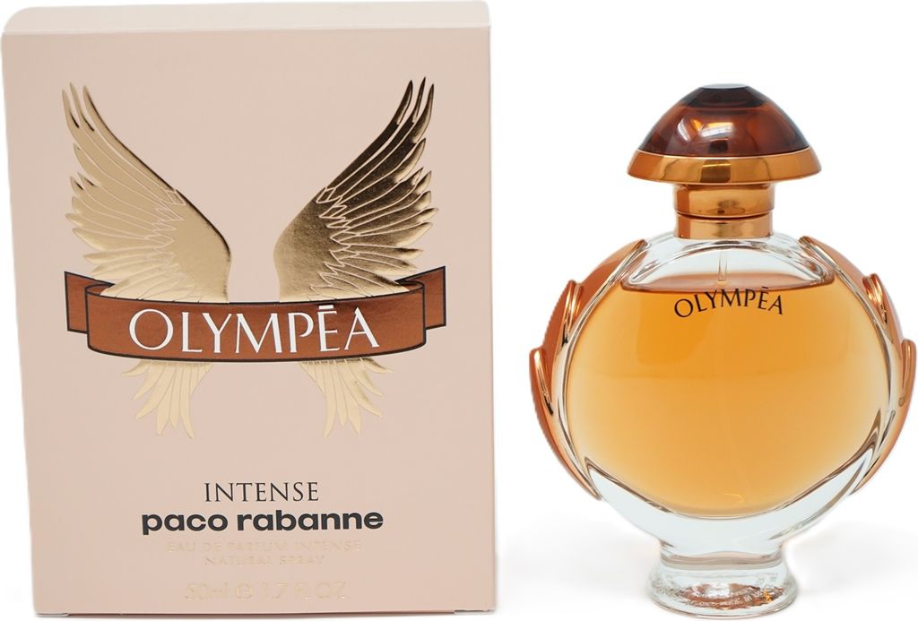 A perfume bottle and its packaging are displayed side-by-side against a white background.