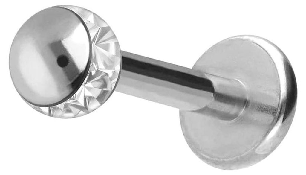 Ohrpiercing, Nasenpiercing Chirurgenstahl Labret EPOXY-RING-KUGEL Silber Stablänge: 8mm + Stabstärke: 1,2mm + Kugelgröße: 3mm
