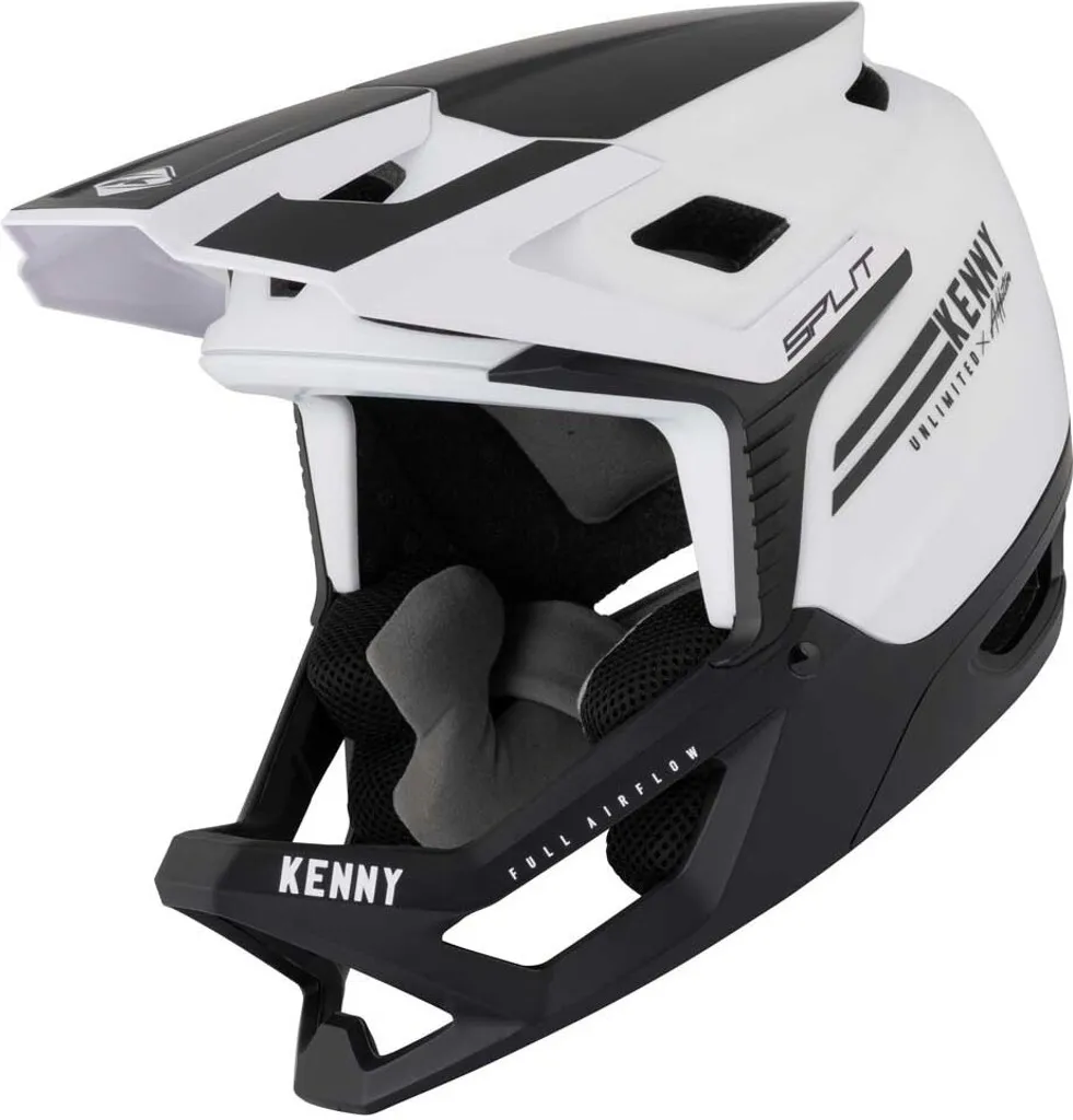 Casque Kenny Split Blanc Noir M : Protection et Confort Max en Descente