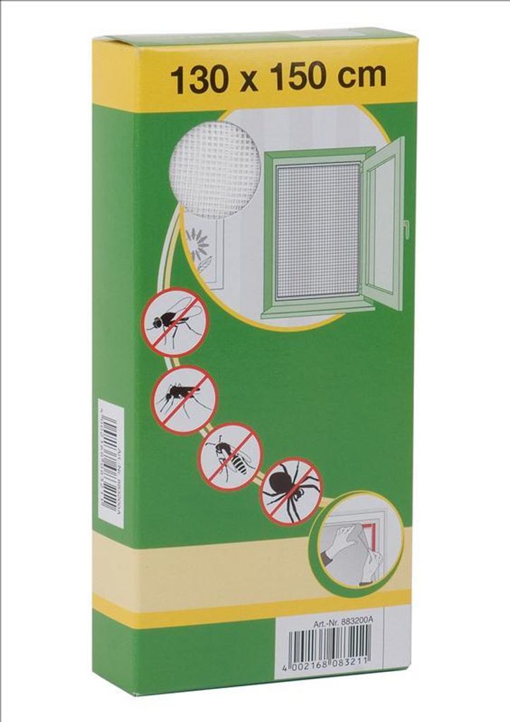 Fenster-Moskitonetz 130x150 cm – Weiß – Polyester mit Produktbild 