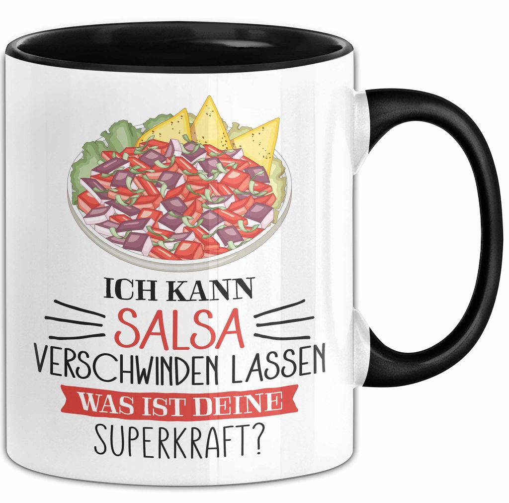 Salsa-Liebhaber Tasse Geschenk Ich Kann Salsa Verschwinden Lassen Was Ist Deine Superkraft Becher Geschenkidee Salsa Kaffee-Becher (Schwarz)