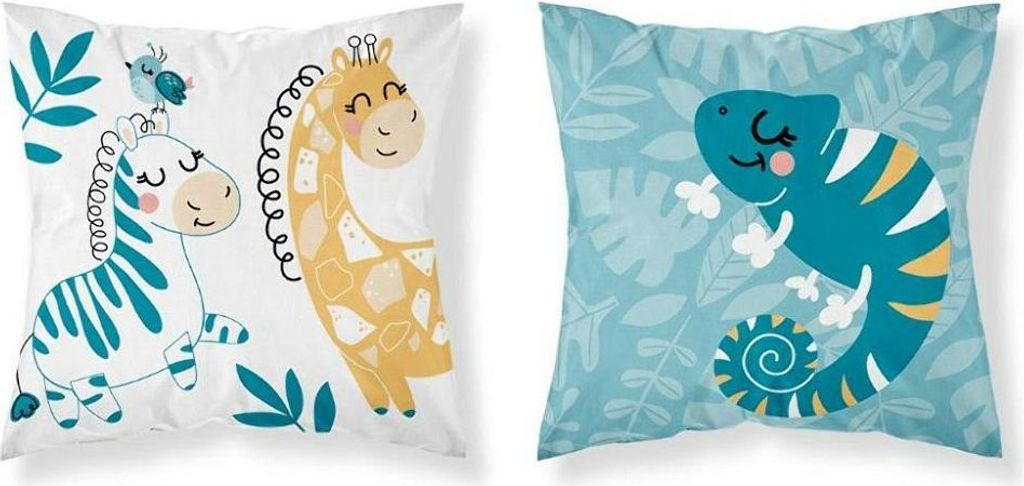 Kissenbezug, Kinderkissenbezug 100% Baumwolle 40x40cm Tiere, Türkis 3959a