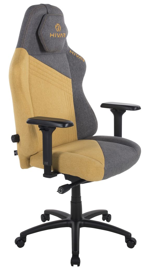 HIVAR Skylar XL Sun Coal, Gaming Stuhl XL mit 4D Armlehnen, Synchronmechanik, Ergonomisch, bis 180kg