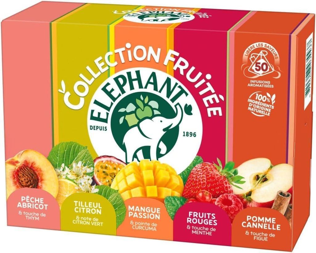 Eléphant Fruitige Thee Geschenkverpakking, 50 piramide Productafbeelding 