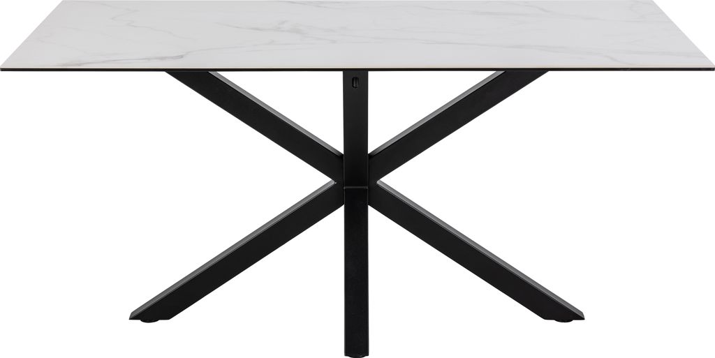 Heaven table à manger 160 cm, verre, céramique blanche. Image du produit 