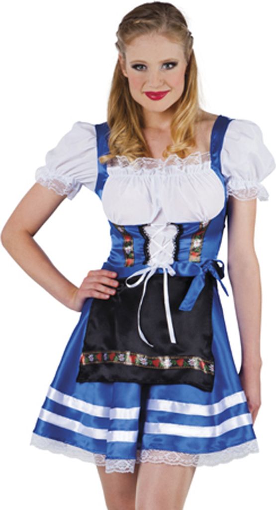 Dirndl Kostümkleid "Madl" mit Schürze für Damen | Blau Weiß Produktbild 