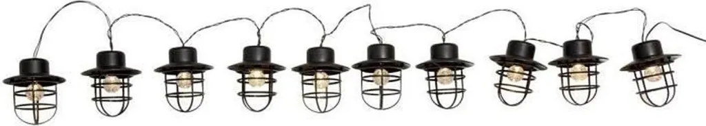 Guirlande Solaire DETROIT 10 LED Blanc Chaud 4m avec Abat-jour Noir Rétro