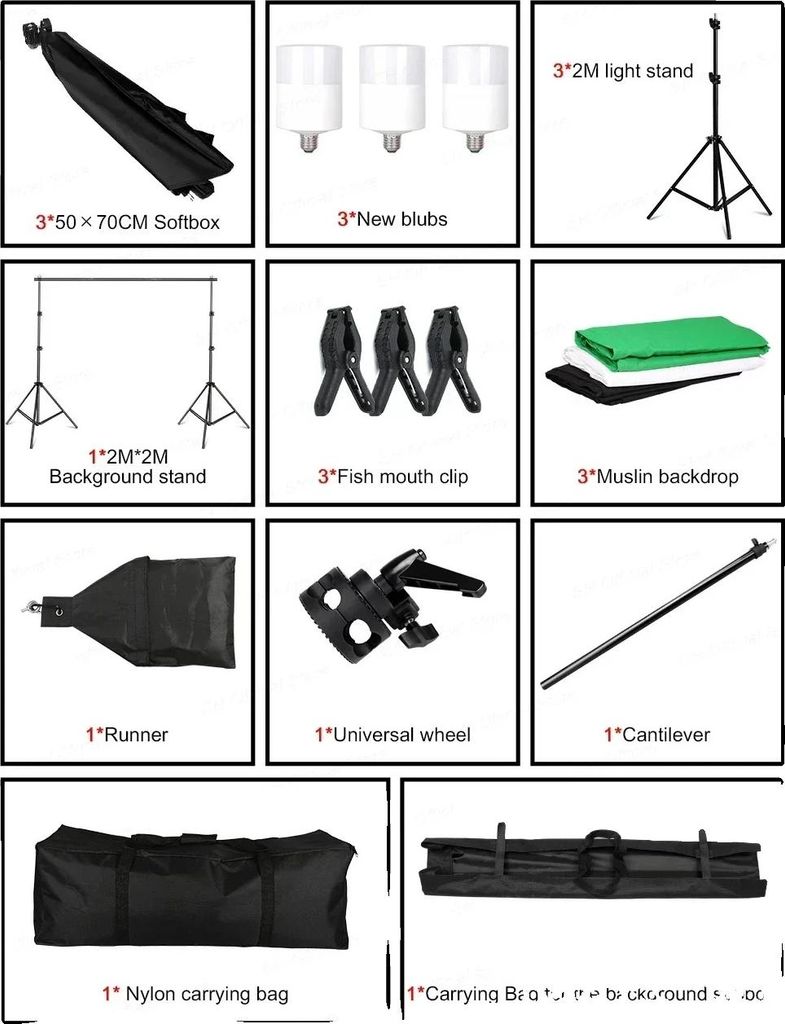 Fotografie-Beleuchtungs-Set, Softbox-Beleuchtung, Hintergrundrahmen, Foto Studio Kit 35