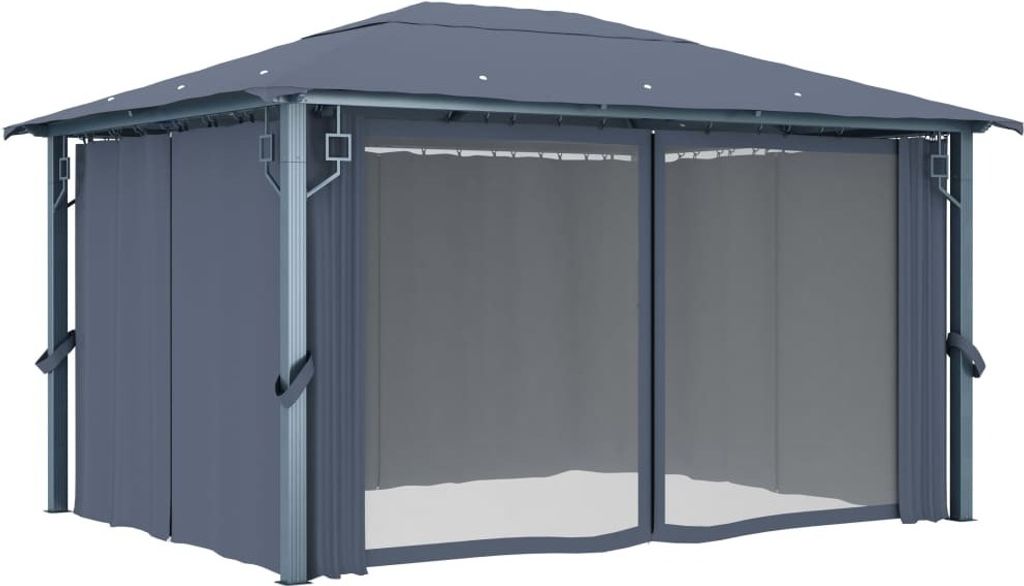 vidaXL Pavillon mit Vorhängen 400×300 cm Anthrazit Aluminium