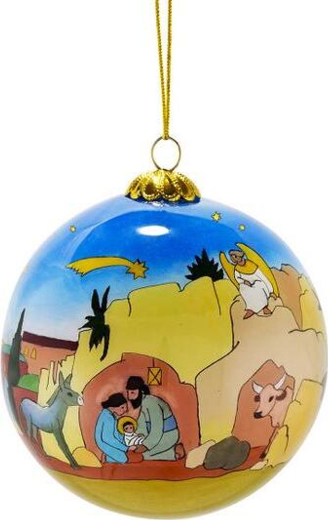 Christbaumkugel mit Innenglasbemalung 2024 »Kommet, ihr Hirten«