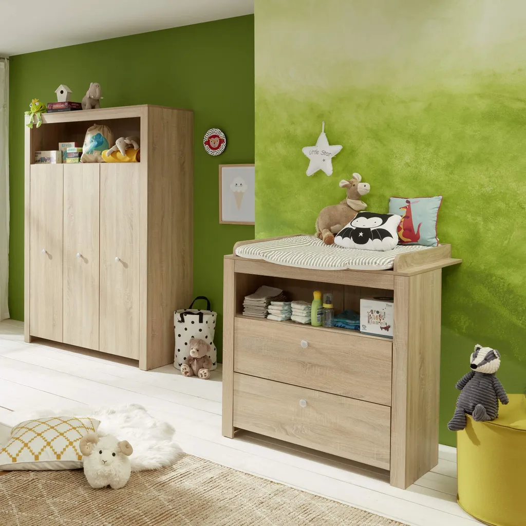 Commode à langer polyvalente et meuble de rangement bébé beige Rootz - 2
