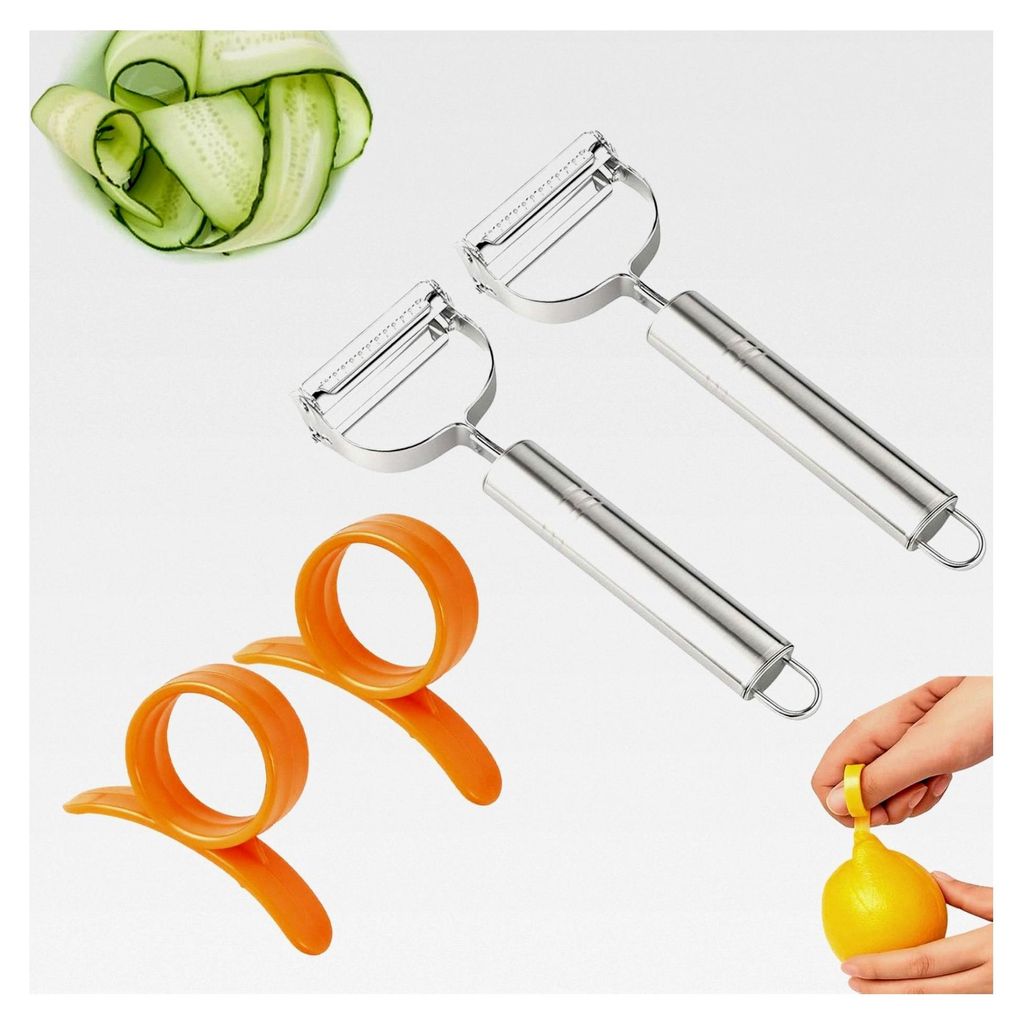 2-teiliges Kartoffelschäler-Set mit Julienneschneider und Orangenöffner