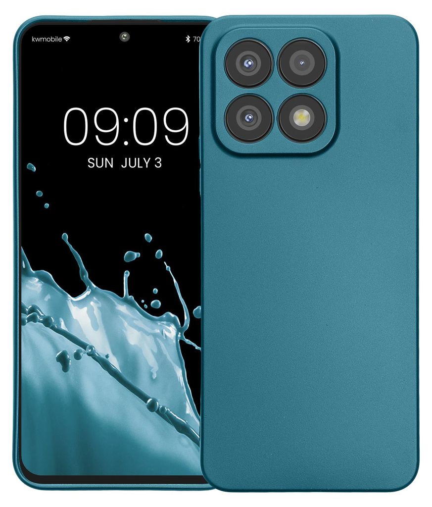 kwmobile Handyhülle für HONOR X8a Hülle - weiche Silikon Case metallisch schimmernd - Schutzhülle Cover - Metallic Karibikblau